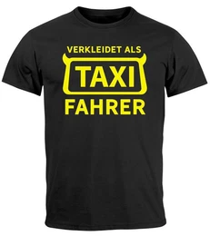 Print-Shirt Herren T-Shirt Fasching Karneval Verkleidung Taxifahrer mit Print
