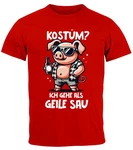 MoonWorks Print-Shirt Herren T-Shirt Fasching Karneval Kostüm-Ersatz Verkleidung Last Rot/Grau