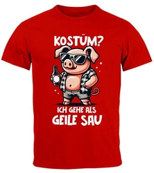 MoonWorks Print-Shirt Herren T-Shirt Fasching Karneval Kostüm-Ersatz Verkleidung Last Rot/Grau