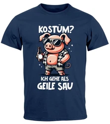 MoonWorks Print-Shirt Herren T-Shirt Fasching Karneval Kostüm-Ersatz Verkleidung Last Grau