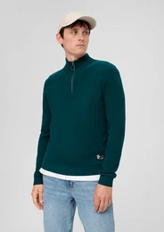 Strickpullover Pullover aus Strukturstrick Label-Patch