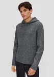 QS Strick-Hoodie mit Rippstruktur Dunkelgrau/Grau/Hellgrau