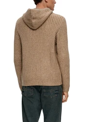 QS Strick-Hoodie mit Rippstruktur Braun/Beige/Khaki/Grau