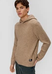 QS Strick-Hoodie mit Rippstruktur Braun/Beige/Khaki/Grau