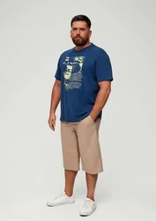 s.Oliver Stoffhose Relaxed Bermuda mit Tunnelzug Dunkelblau/Blau/Hellblau