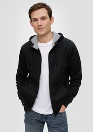 Allwetterjacke Sweatshirt-Jacke mit Kapuze und Logo Durchzugkordel