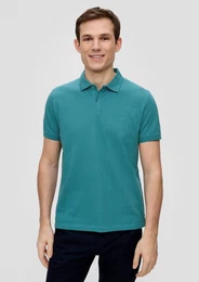 Kurzarmshirt Poloshirt aus Baumwollpiqu Logo