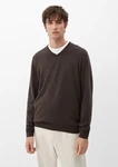s.Oliver Strickpullover mit V-Ausschnitt und Logo Dunkelbraun/Khaki/Dunkelgrün/Braun/Grau