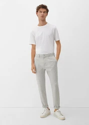 s.Oliver Stoffhose Slim Joggsuit-Hose Stretch-Jersey Grau/Hellgrau