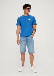 s.Oliver Stoffhose Regular Denimshorts Label-Patch Hellblau/Blau
