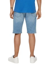 s.Oliver Stoffhose Regular Denimshorts Label-Patch Hellblau/Blau