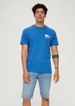 s.Oliver Stoffhose Regular Denimshorts Label-Patch Hellblau/Blau