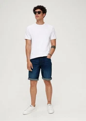 s.Oliver Stoffhose Regular Denimshorts Label-Patch Weiß/Creme