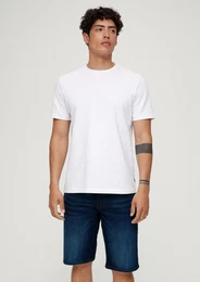 Stoffhose Regular: Denimshorts Label-Patch