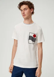 Kurzarmshirt T-Shirt aus Leinenmix Artwork