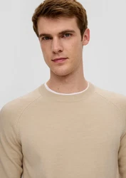 s.Oliver Strickpullover aus Wollmix Beige/Khaki/Braun