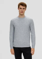s.Oliver Strickpullover aus Wollmix Grau