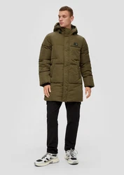 QS Langmantel Steppmantel mit Kapuze Dunkelgrün/Khaki/Grün