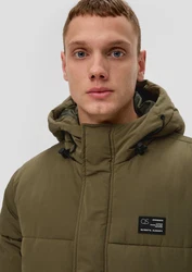 QS Langmantel Steppmantel mit Kapuze Dunkelgrün/Khaki/Grün