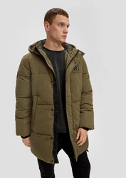 QS Langmantel Steppmantel mit Kapuze Dunkelgrün/Khaki/Grün