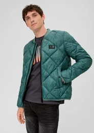Allwetterjacke Steppjacke mit Allover-Print Label-Patch