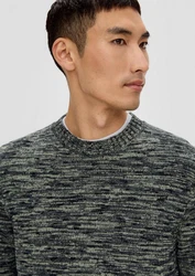 s.Oliver Strickpullover aus Effektgarn Grün/Dunkelgrau/Dunkelgrün/Grau