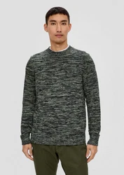 s.Oliver Strickpullover aus Effektgarn Grün/Dunkelgrau/Dunkelgrün/Grau