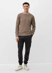 QS Strickpullover Raglanpulli Strukturstrick Khaki/Braun