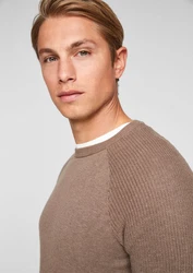 QS Strickpullover Raglanpulli Strukturstrick Khaki/Braun