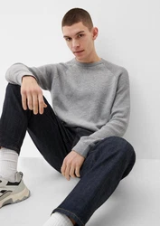 QS Strickpullover Raglanpulli Strukturstrick Grau/Dunkelgrau