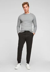 QS Strickpullover Raglanpulli Strukturstrick Grau/Dunkelgrau