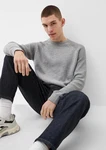 QS Strickpullover Raglanpulli Strukturstrick Grau/Dunkelgrau