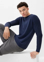 QS Strickpullover Raglanpulli Strukturstrick Dunkelblau/Hellblau/Grau/Blau