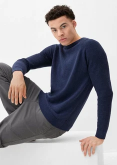 QS Strickpullover Raglanpulli Strukturstrick Dunkelblau/Hellblau/Grau/Blau