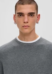 QS Strickpullover Dunkelgrau/Hellgrau/Dunkelblau/Grau