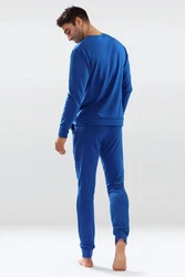 DKaren Hausanzug Herren Freizeitanzug Jogginganzug Trainingsanzug Blau