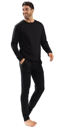 DKaren Hausanzug Herren Freizeitanzug Jogginganzug Trainingsanzug Schwarz/Dunkelblau