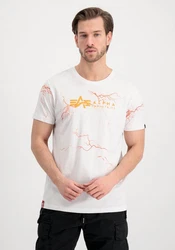 Alpha Industries T-Shirt Lightning AOP Weiß/Rot/Beige/Gelb/Creme/Mischfarben