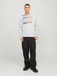 Jack & Jones Hoodie JJCYRUS SWEAT HOOD Grau/Hellgrau/Rot
