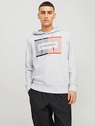 Jack & Jones Hoodie JJCYRUS SWEAT HOOD Grau/Hellgrau/Rot