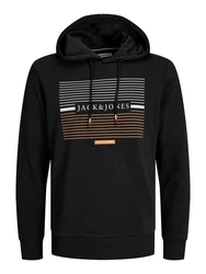 Jack & Jones Hoodie JJCYRUS SWEAT HOOD Schwarz