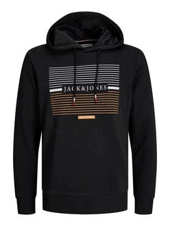 Jack & Jones Hoodie JJCYRUS SWEAT HOOD Schwarz