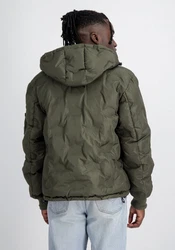 Alpha Industries Winterjacke Hooded Logo Puffer Dunkelgrün