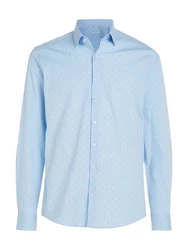 Calvin Klein Langarmhemd POPLIN LEAF PRINT SLIM SHIRT Hellblau/Blau