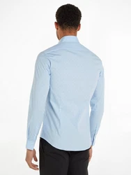 Calvin Klein Langarmhemd POPLIN LEAF PRINT SLIM SHIRT Hellblau/Blau