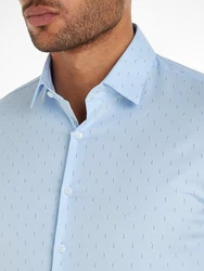Calvin Klein Langarmhemd POPLIN LEAF PRINT SLIM SHIRT Hellblau/Blau