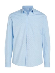 Calvin Klein Langarmhemd POPLIN LEAF PRINT SLIM SHIRT Hellblau/Blau