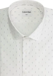 Calvin Klein Langarmhemd POPLIN LEAF PRINT SLIM SHIRT Weiß/Grau/Creme