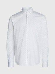 Calvin Klein Langarmhemd POPLIN LEAF PRINT SLIM SHIRT Weiß/Grau/Creme