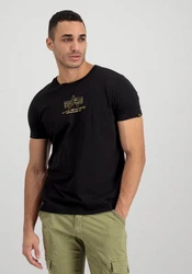 Alpha Industries T-Shirt Basic T-Shirt ML Foil Print Schwarz/Dunkelblau/Braun